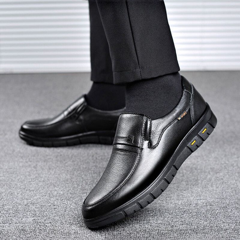 Chaussures D'affaires Décontractées Classiques En Cuir De Vachette Respirant À Semelle Souple Pour Hommes