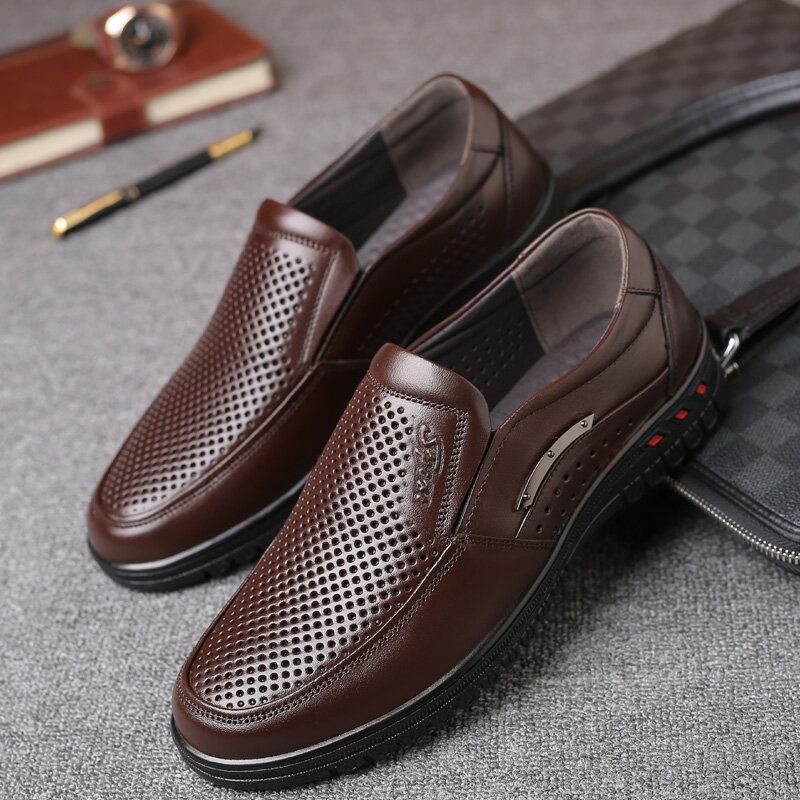 Chaussures D'affaires Décontractées Confortables En Cuir Véritable Respirant À Fond Souple Pour Hommes