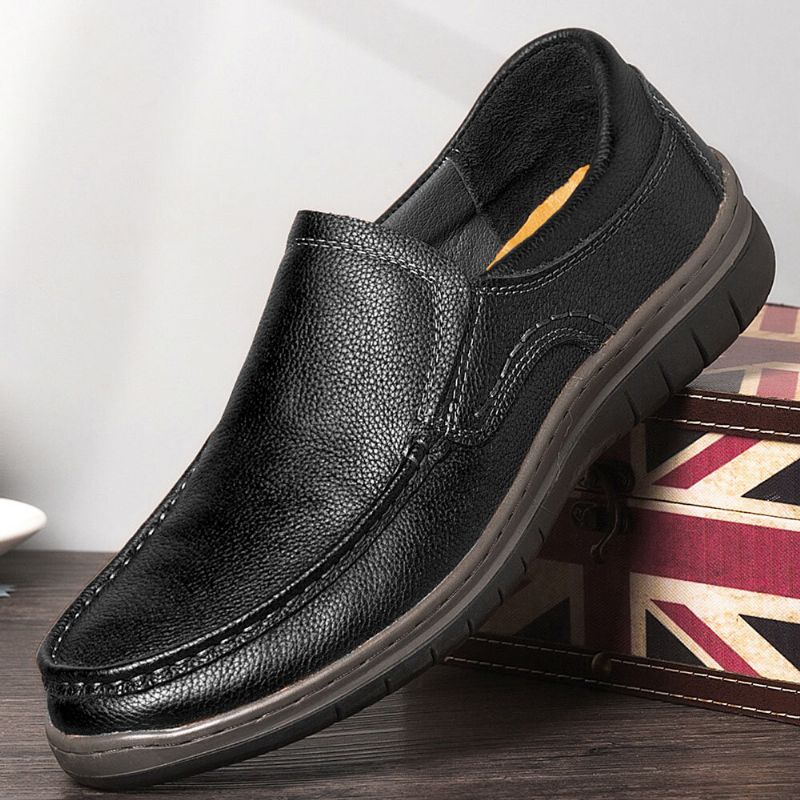 Chaussures D'affaires Décontractées À Enfiler Confortables En Cuir Véritable Pour Hommes