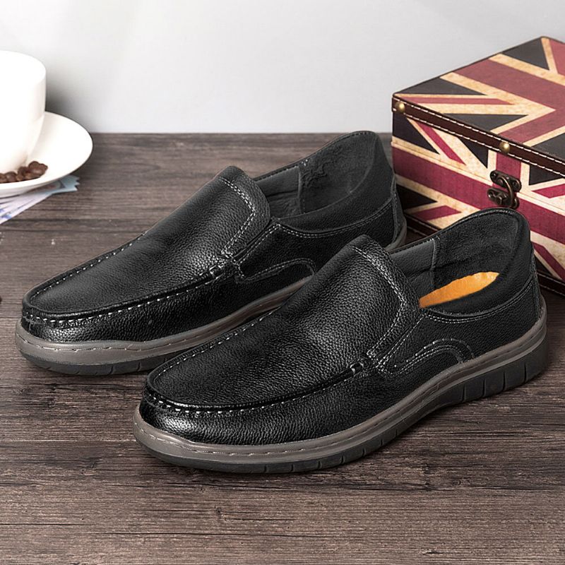 Chaussures D'affaires Décontractées À Enfiler Confortables En Cuir Véritable Pour Hommes