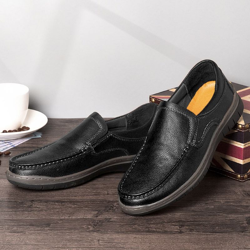 Chaussures D'affaires Décontractées À Enfiler Confortables En Cuir Véritable Pour Hommes