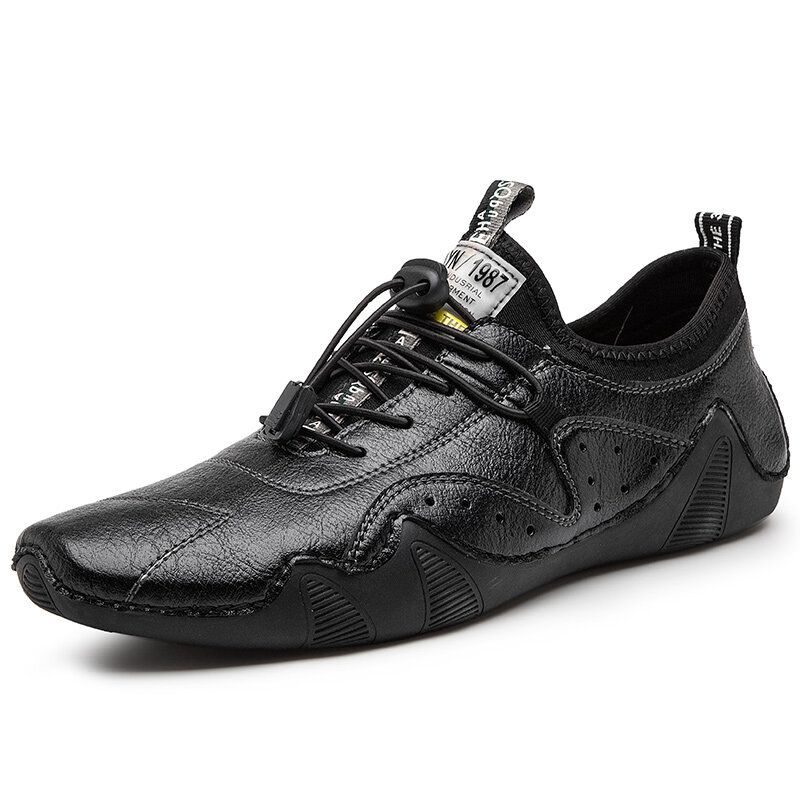 Chaussures De Conduite Décontractées En Cuir Microfibre Respirantes Et Antidérapantes Pour Hommes