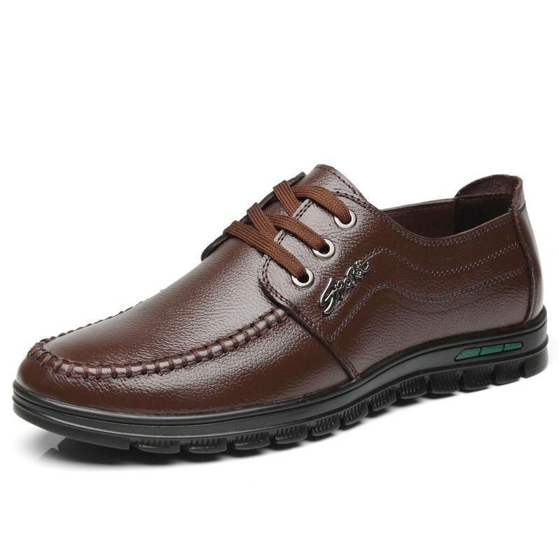 Chaussures En Cuir Décontractées Confortables À Lacets Pour Hommes