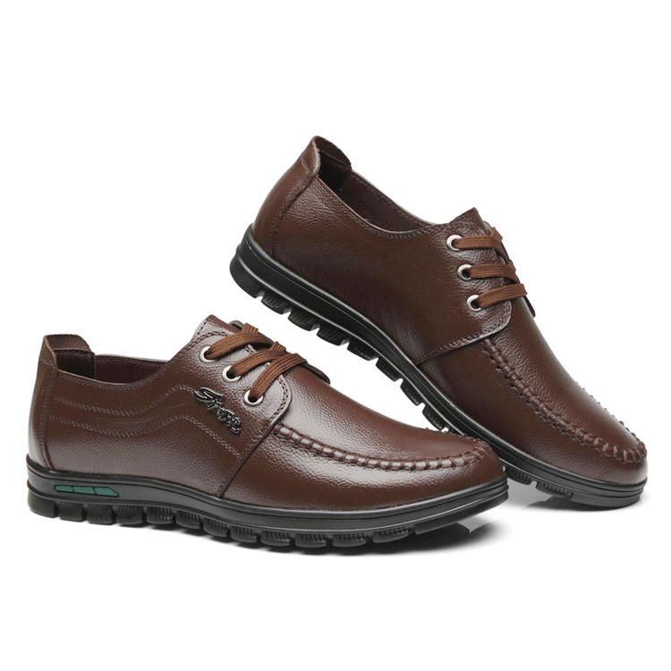 Chaussures En Cuir Décontractées Confortables À Lacets Pour Hommes