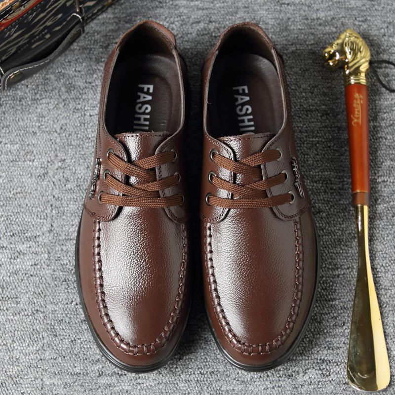 Chaussures En Cuir Décontractées Confortables À Lacets Pour Hommes