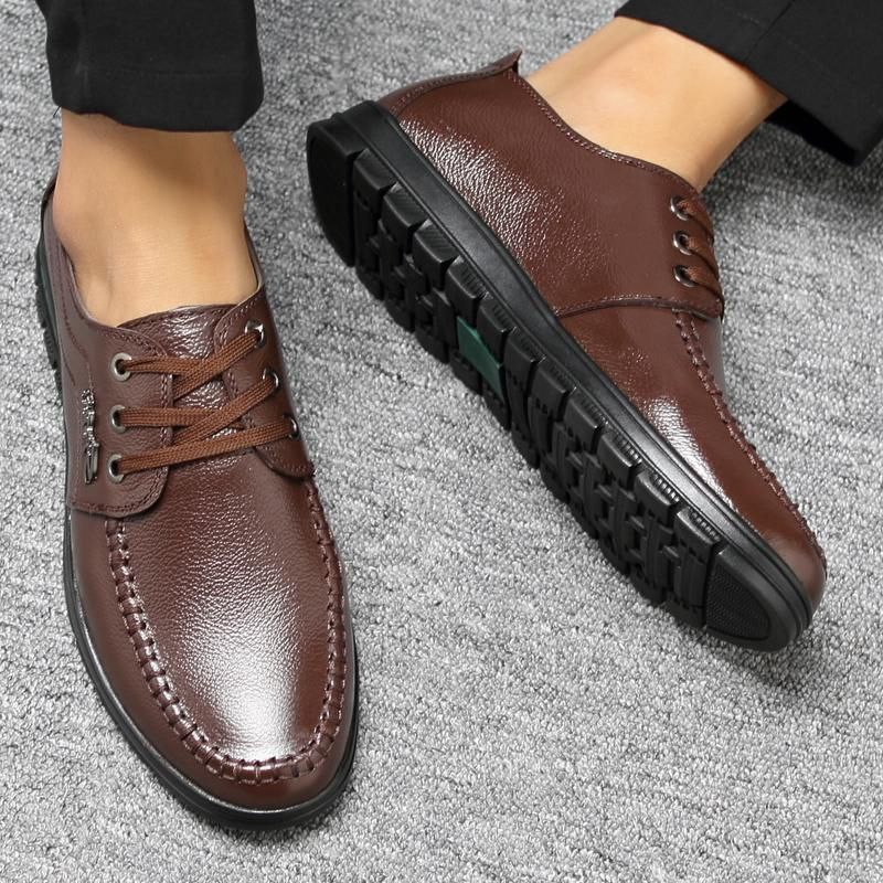 Chaussures En Cuir Décontractées Confortables À Lacets Pour Hommes