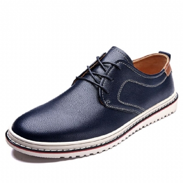 Chaussures En Cuir Décontractées À Lacets Confortables Faites À La Main De Style Britannique Pour Hommes