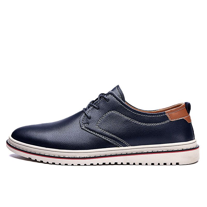 Chaussures En Cuir Décontractées À Lacets Confortables Faites À La Main De Style Britannique Pour Hommes