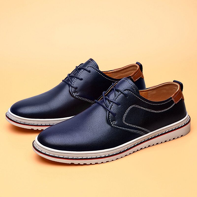 Chaussures En Cuir Décontractées À Lacets Confortables Faites À La Main De Style Britannique Pour Hommes