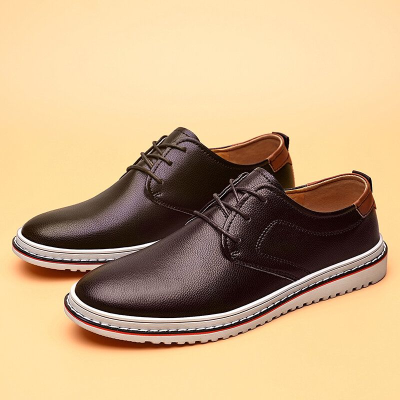 Chaussures En Cuir Décontractées À Lacets Confortables Faites À La Main De Style Britannique Pour Hommes