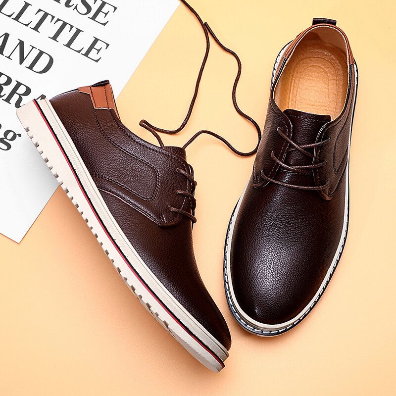 Chaussures En Cuir Décontractées À Lacets Confortables Faites À La Main De Style Britannique Pour Hommes