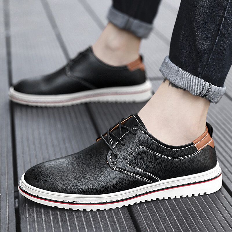 Chaussures En Cuir Décontractées À Lacets Confortables Faites À La Main De Style Britannique Pour Hommes