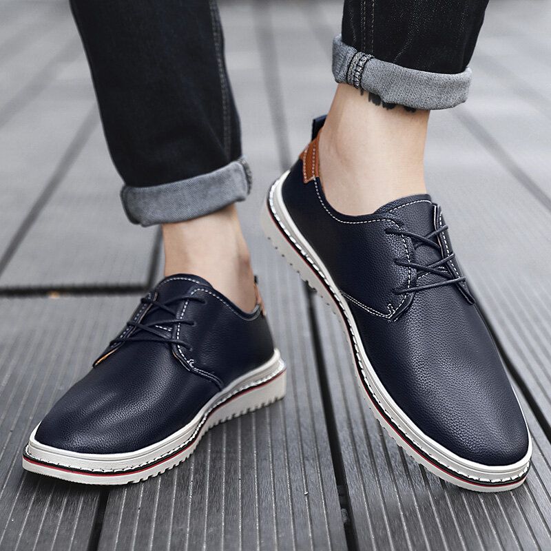 Chaussures En Cuir Décontractées À Lacets Confortables Faites À La Main De Style Britannique Pour Hommes