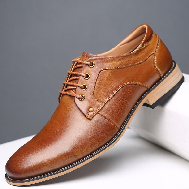 Chaussures En Cuir De Vache Vintage Pour Hommes De Grande Taille