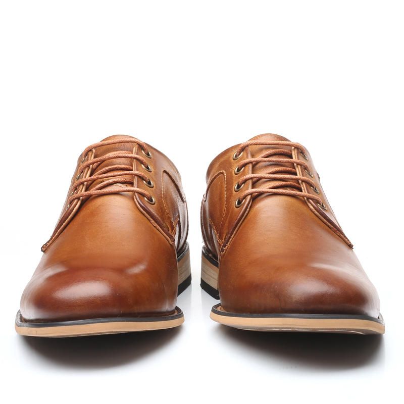 Chaussures En Cuir De Vache Vintage Pour Hommes De Grande Taille