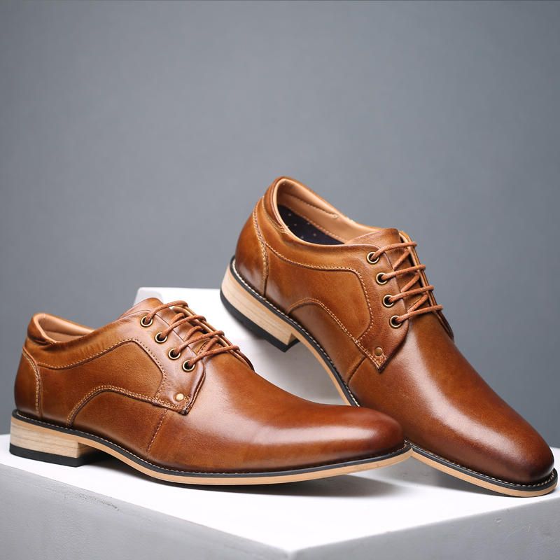 Chaussures En Cuir De Vache Vintage Pour Hommes De Grande Taille