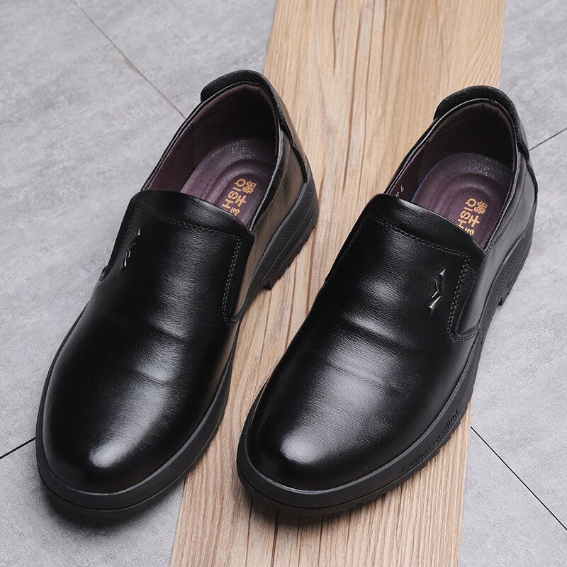 Chaussures Décontractées D'affaires Antidérapantes En Cuir Véritable Confortables Pour Hommes