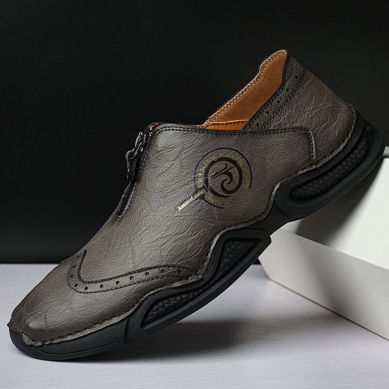 Chaussures Décontractées En Cuir Véritable À Semelle Souple Pour Hommes