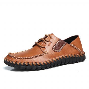 Chaussures Décontractées À Lacets En Cuir De Vachette Pour Hommes