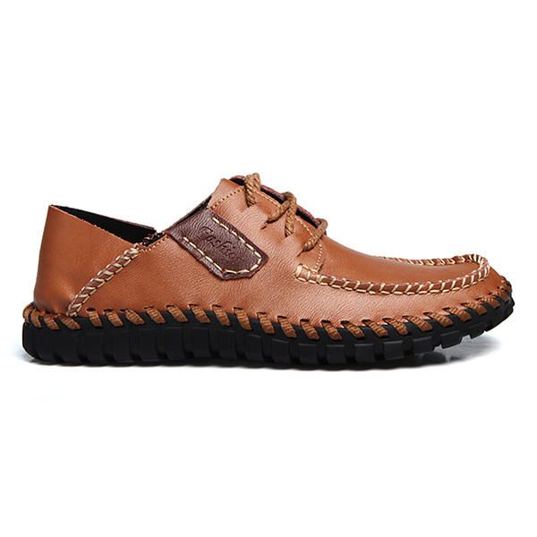 Chaussures Décontractées À Lacets En Cuir De Vachette Pour Hommes