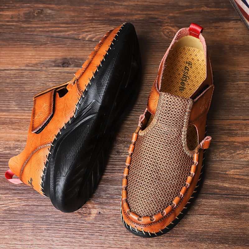 Chaussures Décontractées Légères En Cuir Véritable Pour Hommes