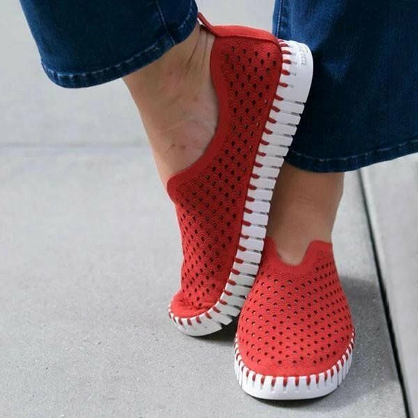 Chaussures Décontractées Respirantes Antidérapantes Pour Femmes De Couleur Unie