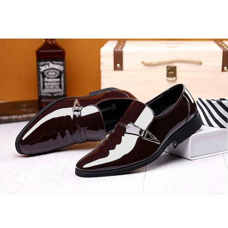 Chaussures Habillées Confortables En Cuir Verni Pour Hommes