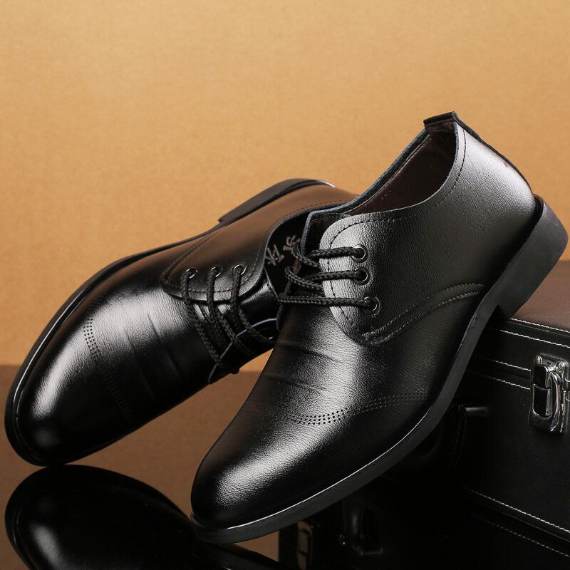 Chaussures Habillées Décontractées Pour Hommes En Cuir Microfibre Doux À Lacets