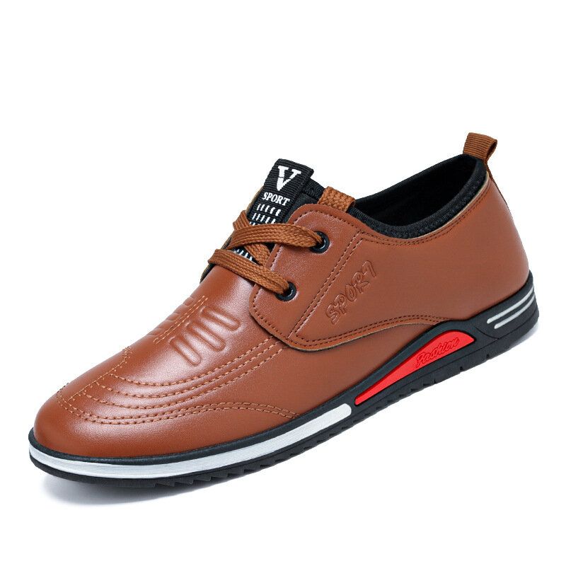 Chaussures À Lacets Décontractées En Cuir Pu Pour Hommes