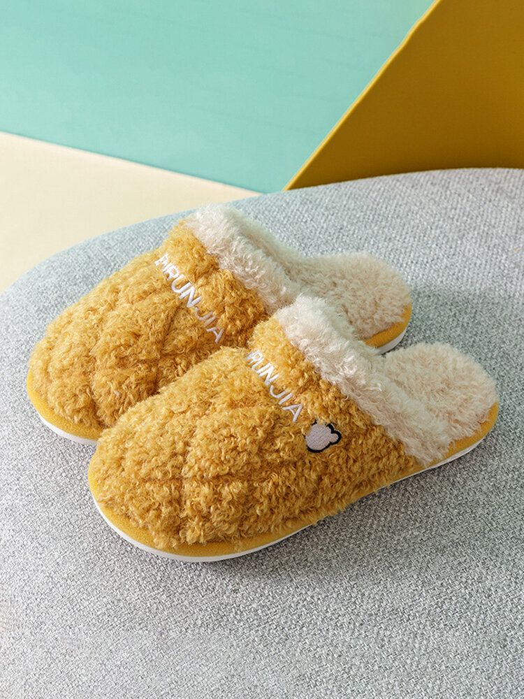 Chaussures De Maison En Peluche Chaudes À Bout Fermé Pour Femmes