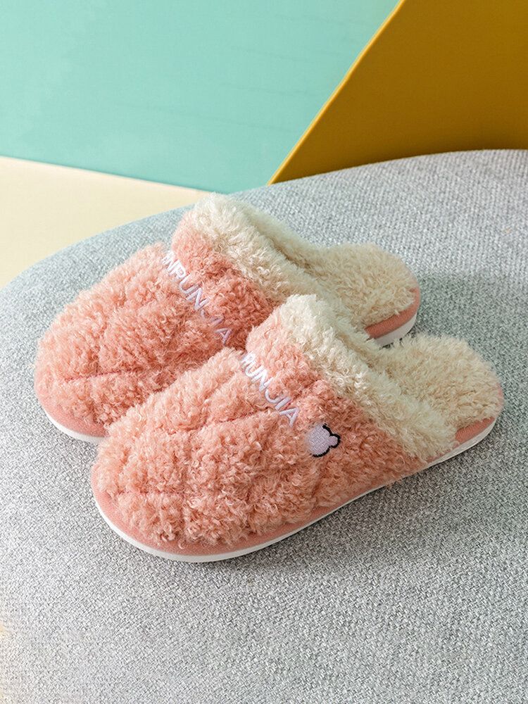 Chaussures De Maison En Peluche Chaudes À Bout Fermé Pour Femmes