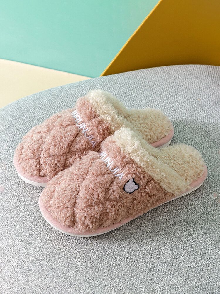 Chaussures De Maison En Peluche Chaudes À Bout Fermé Pour Femmes