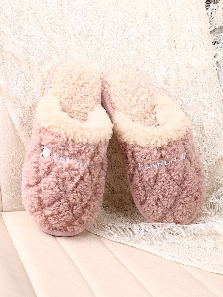 Chaussures De Maison En Peluche Chaudes À Bout Fermé Pour Femmes