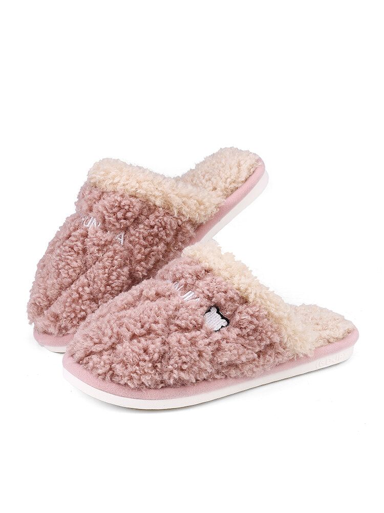 Chaussures De Maison En Peluche Chaudes À Bout Fermé Pour Femmes