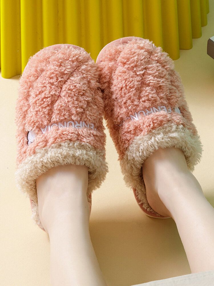 Chaussures De Maison En Peluche Chaudes À Bout Fermé Pour Femmes