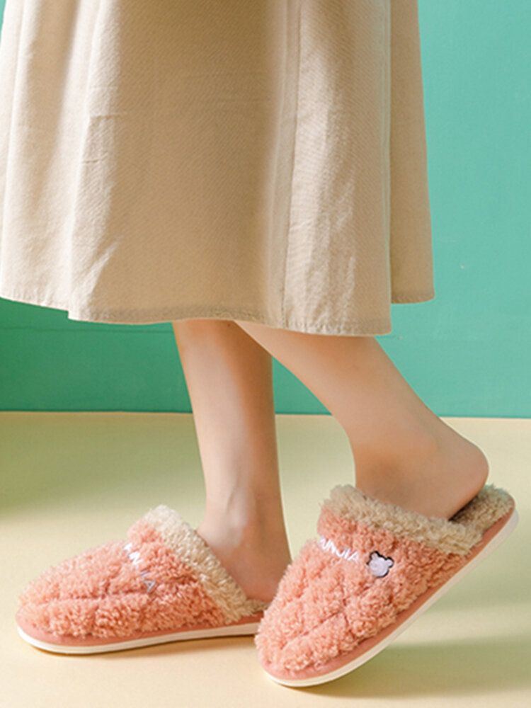 Chaussures De Maison En Peluche Chaudes À Bout Fermé Pour Femmes