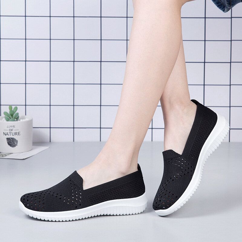 Chaussures De Marche Sportives À Enfiler En Maille Confortable Pour Femmes