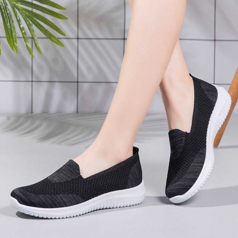 Chaussures De Marche Sportives À Enfiler En Maille Confortable Pour Femmes