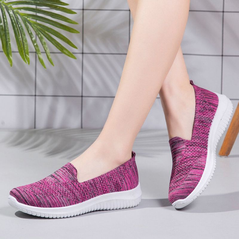 Chaussures De Marche Sportives À Enfiler En Maille Confortable Pour Femmes