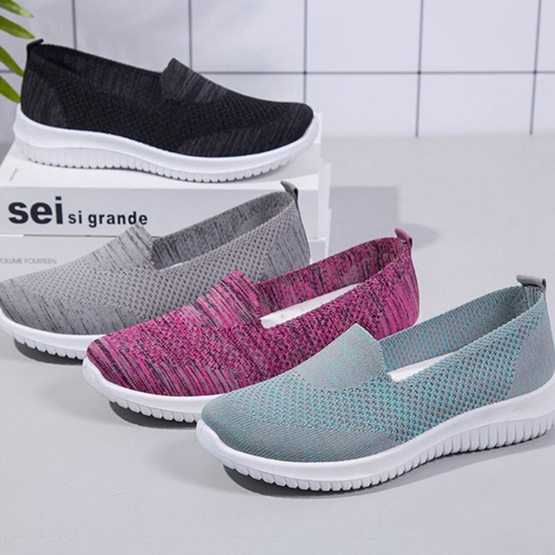 Chaussures De Marche Sportives À Enfiler En Maille Confortable Pour Femmes