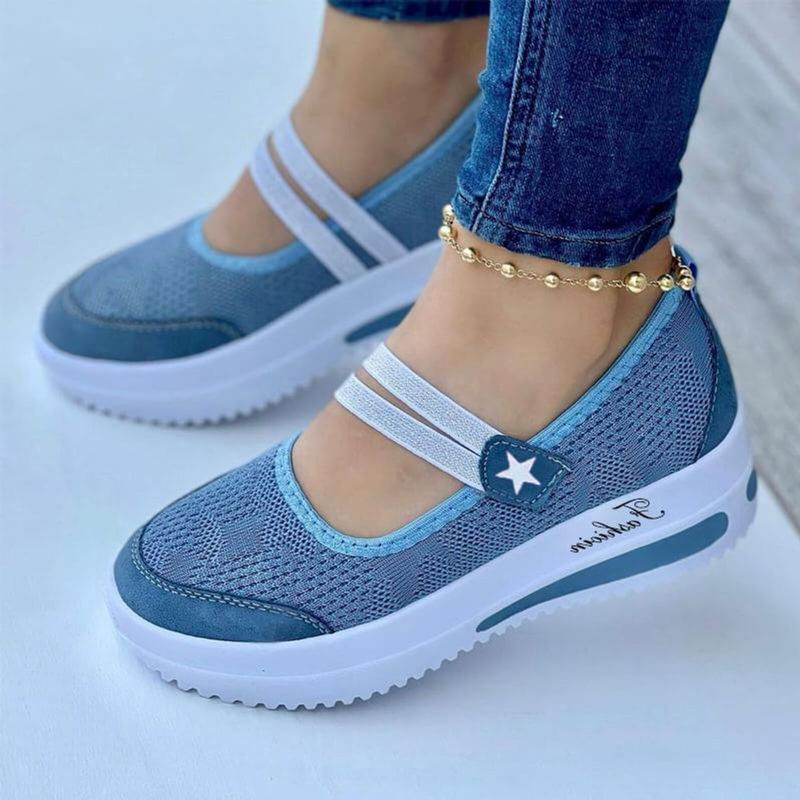 Chaussures De Marche En Toile Avec Bande Élastique De Couleur Unie Pour Femmes