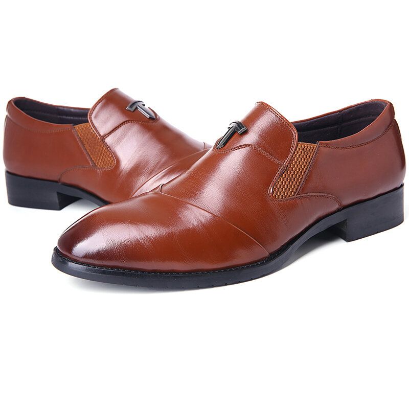 Chaussures Oxford En Cuir De Couleur Pure Pour Hommes