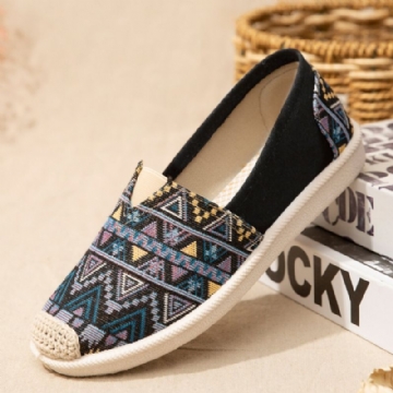 Chaussures De Pêcheur À Bout Rond En Patchwork Doux Pour Femmes