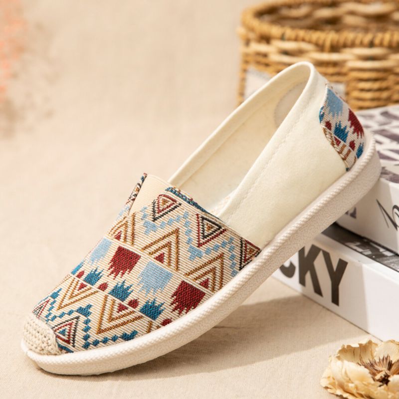 Chaussures De Pêcheur À Bout Rond En Patchwork Doux Pour Femmes