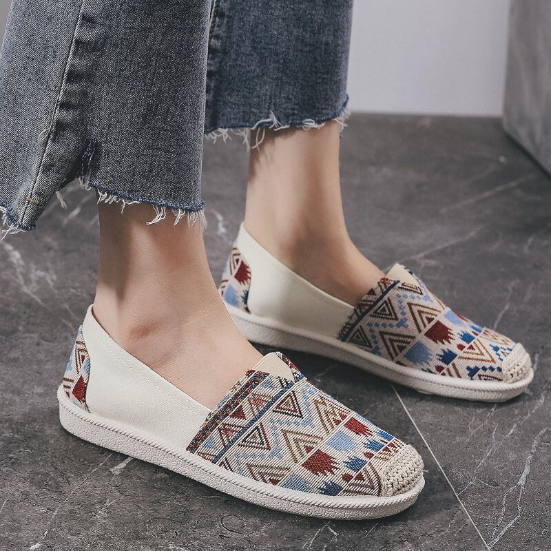 Chaussures De Pêcheur À Bout Rond En Patchwork Doux Pour Femmes