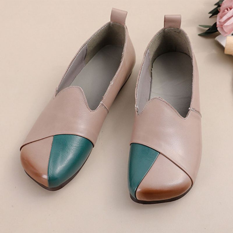 Chaussures Plates Paresseuses Confortables Et Confortables En Cuir Véritable Pour Femmes