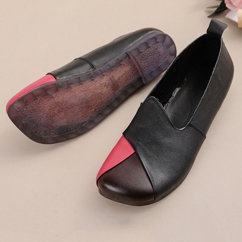 Chaussures Plates Paresseuses Confortables Et Confortables En Cuir Véritable Pour Femmes