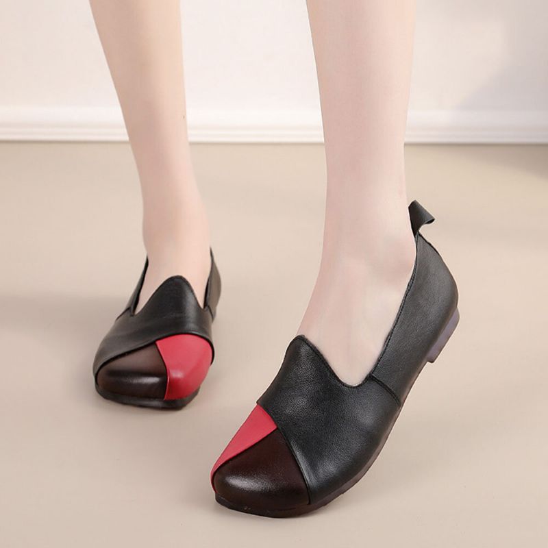 Chaussures Plates Paresseuses Confortables Et Confortables En Cuir Véritable Pour Femmes