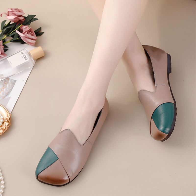 Chaussures Plates Paresseuses Confortables Et Confortables En Cuir Véritable Pour Femmes