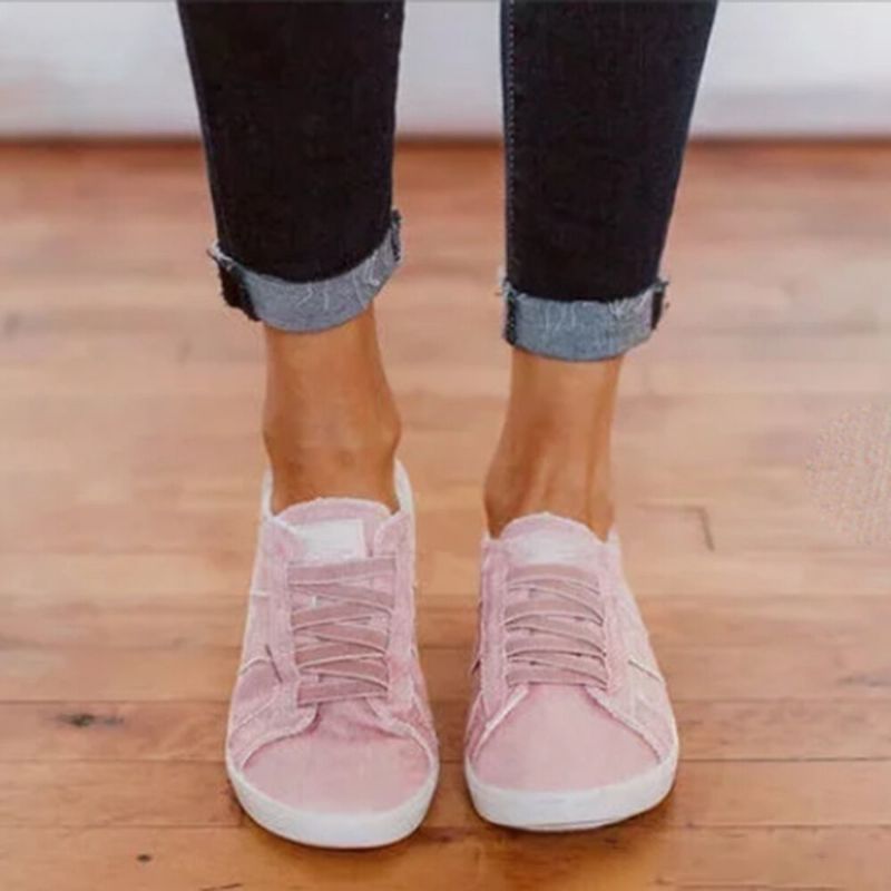 Chaussures Plates En Toile Décontractées À Bande Élastique Pour Femmes De Grande Taille